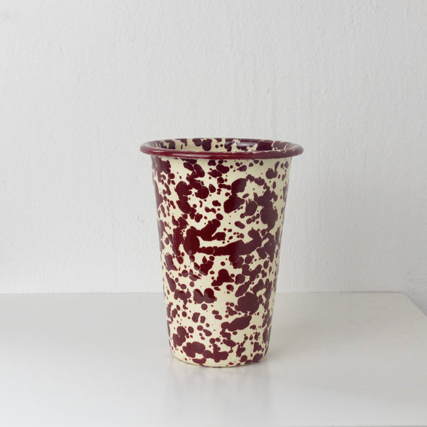 Emaille Becher - Marmor Burgundy/Creme