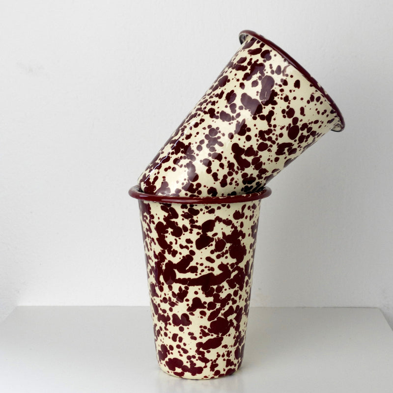 Emaille Becher - Marmor Burgundy/Creme