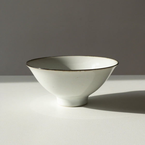 Japanese Rice Bowl - White with brown border
