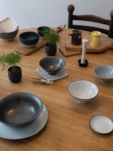 Japanese Bowl - White with brown border