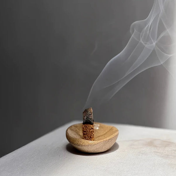 Mini Elbow Smudge / incense bowl made of stoneware - beige