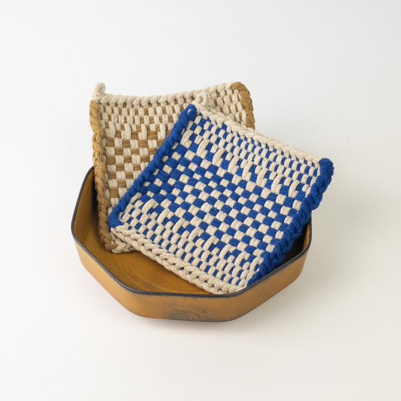 Pot Holders - Beige/Blue - One-of-a-kind Collection