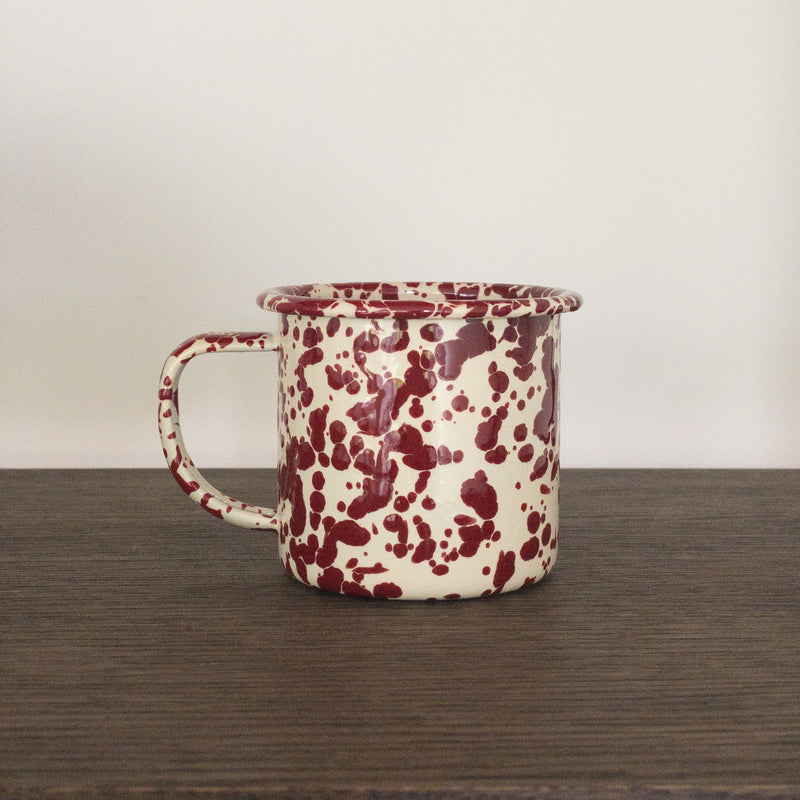 Enamel mug - marble burgundy/cream