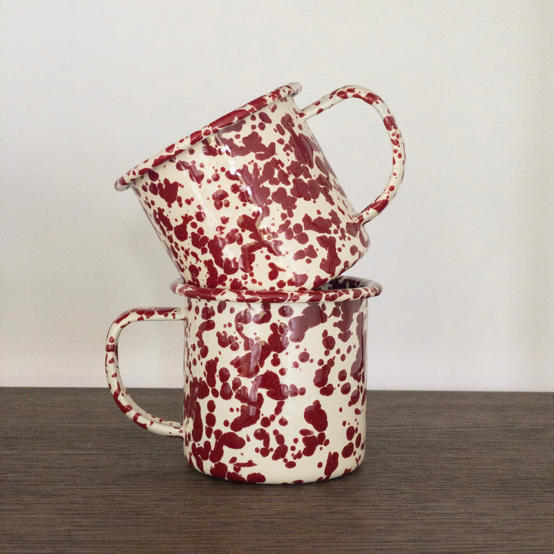 Enamel mug - marble burgundy/cream