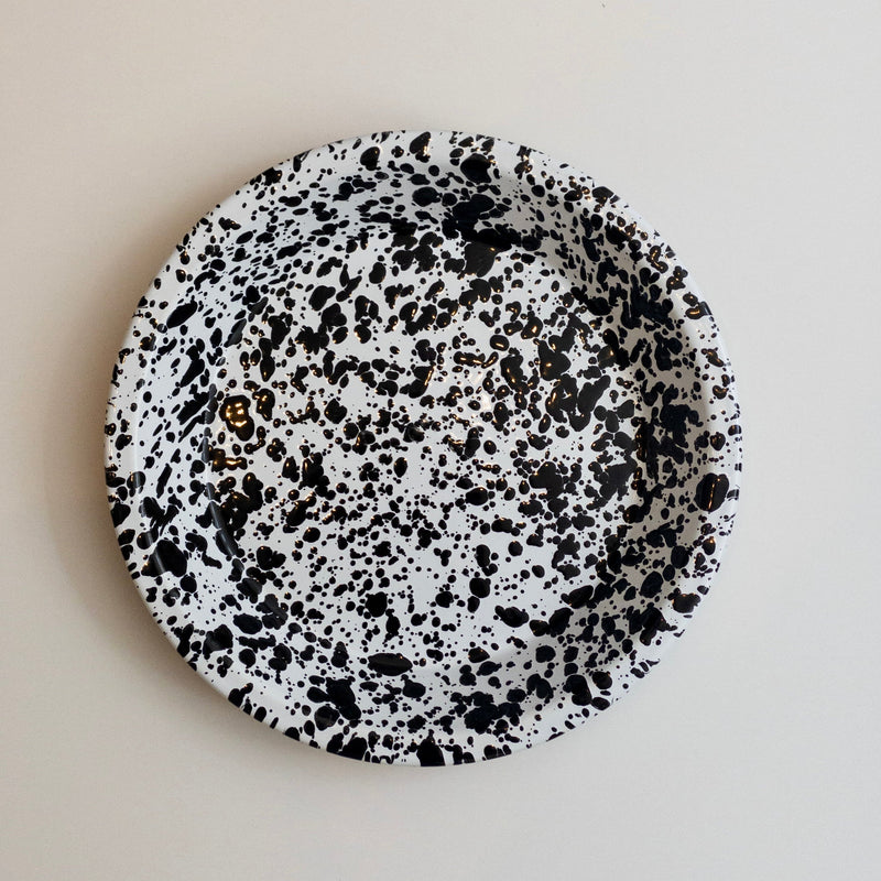 Deep Enamel Plate - Marble Black/White