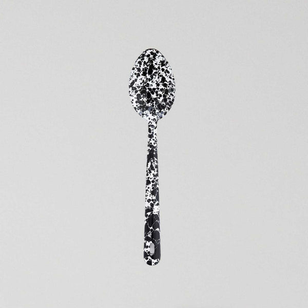 Large Enamel Spoon - Marble Black/White