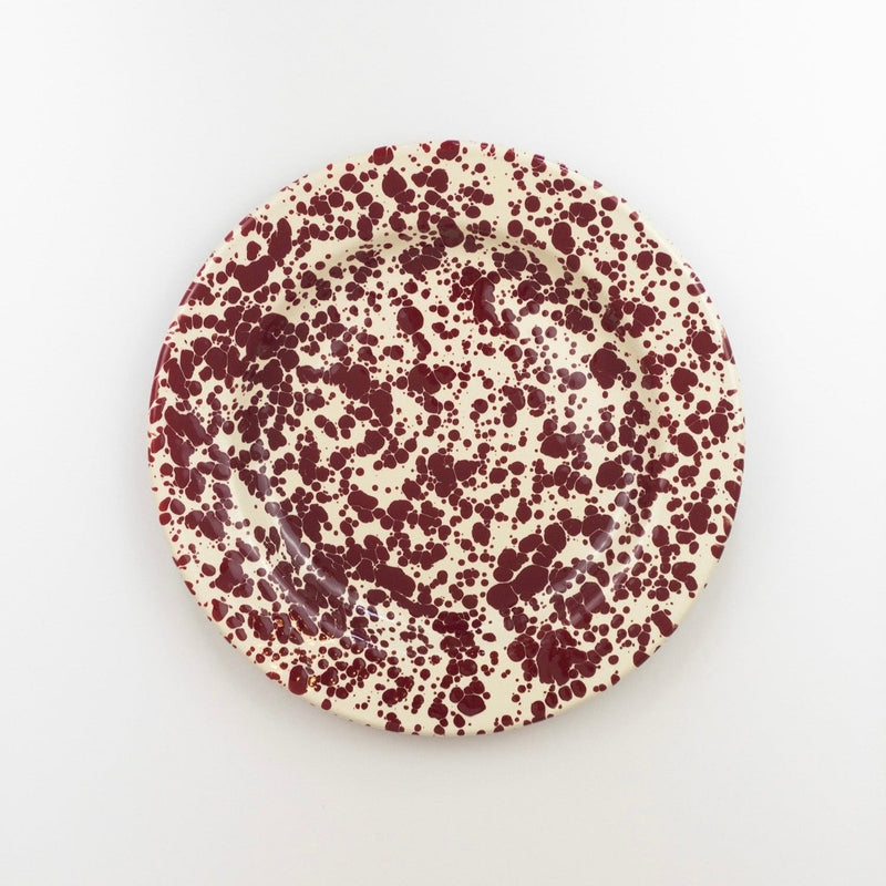 Large Enamel Plate - Marble Burgundy/Cream