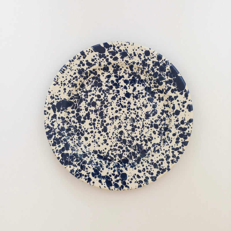 Large Enamel Plate - Marble Navy/Cream