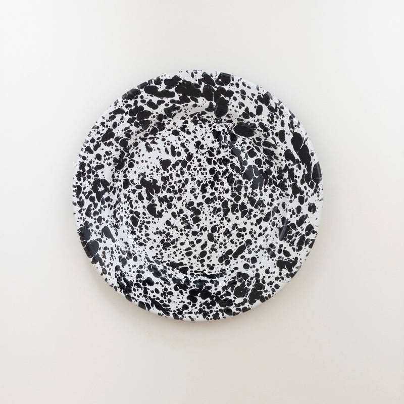 Large Enamel Plate - Marble Black/White