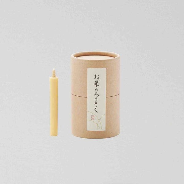Reiswachskerzen Geschenkbox - 20 Stück mit RIPPOH Kerzenhalter beige