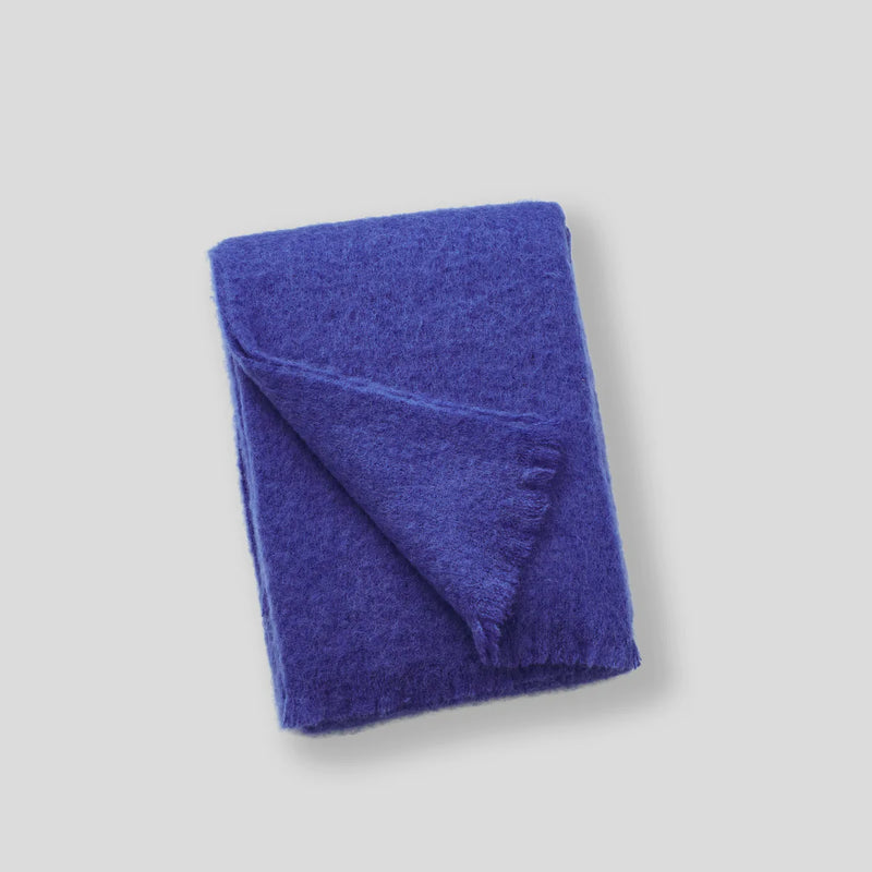Decke aus Alpaka und Wolle - Blau