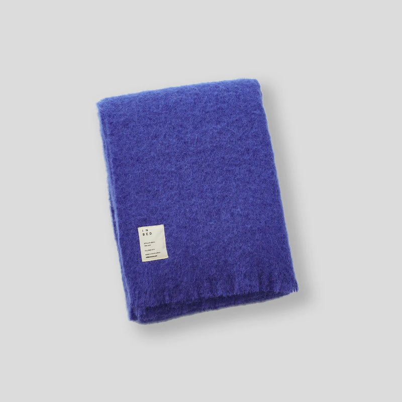 Decke aus Alpaka und Wolle - Blau