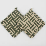 Pot Holders - Beige/Green - Forest Collection