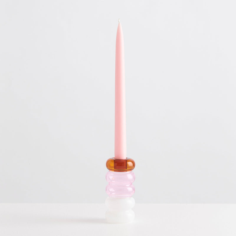 Petite Pauline Candle Holder - Large - Amber/Pink/White